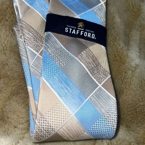 Stafford taupe cupone men’s tie new - Picture 3 of 8